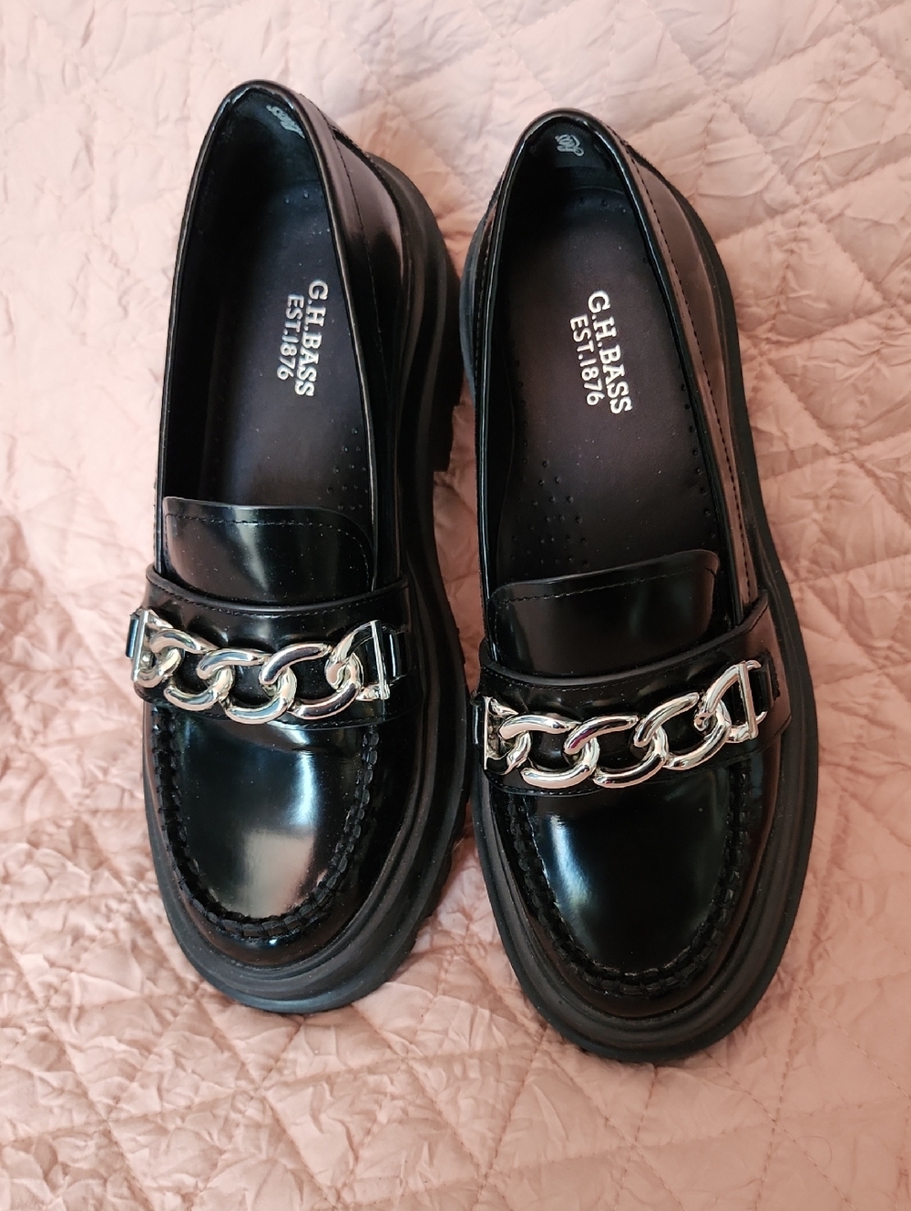 G.H. Bass Platform Chain Lug Loafers